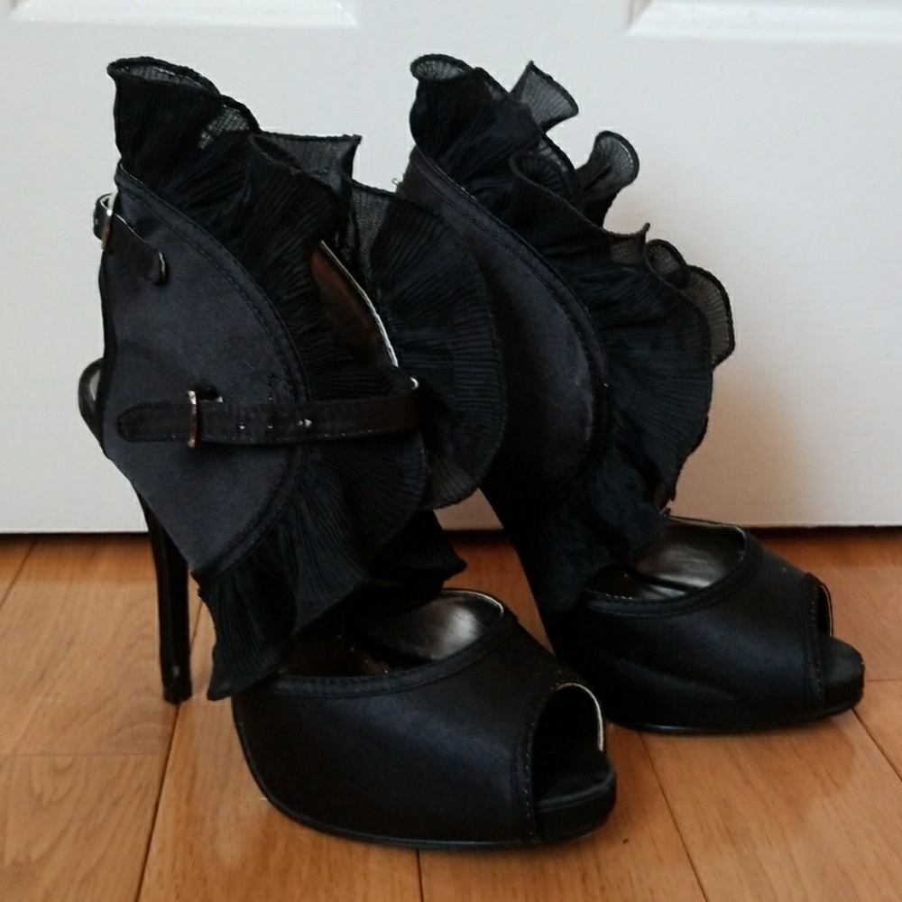 Black Satin Heels